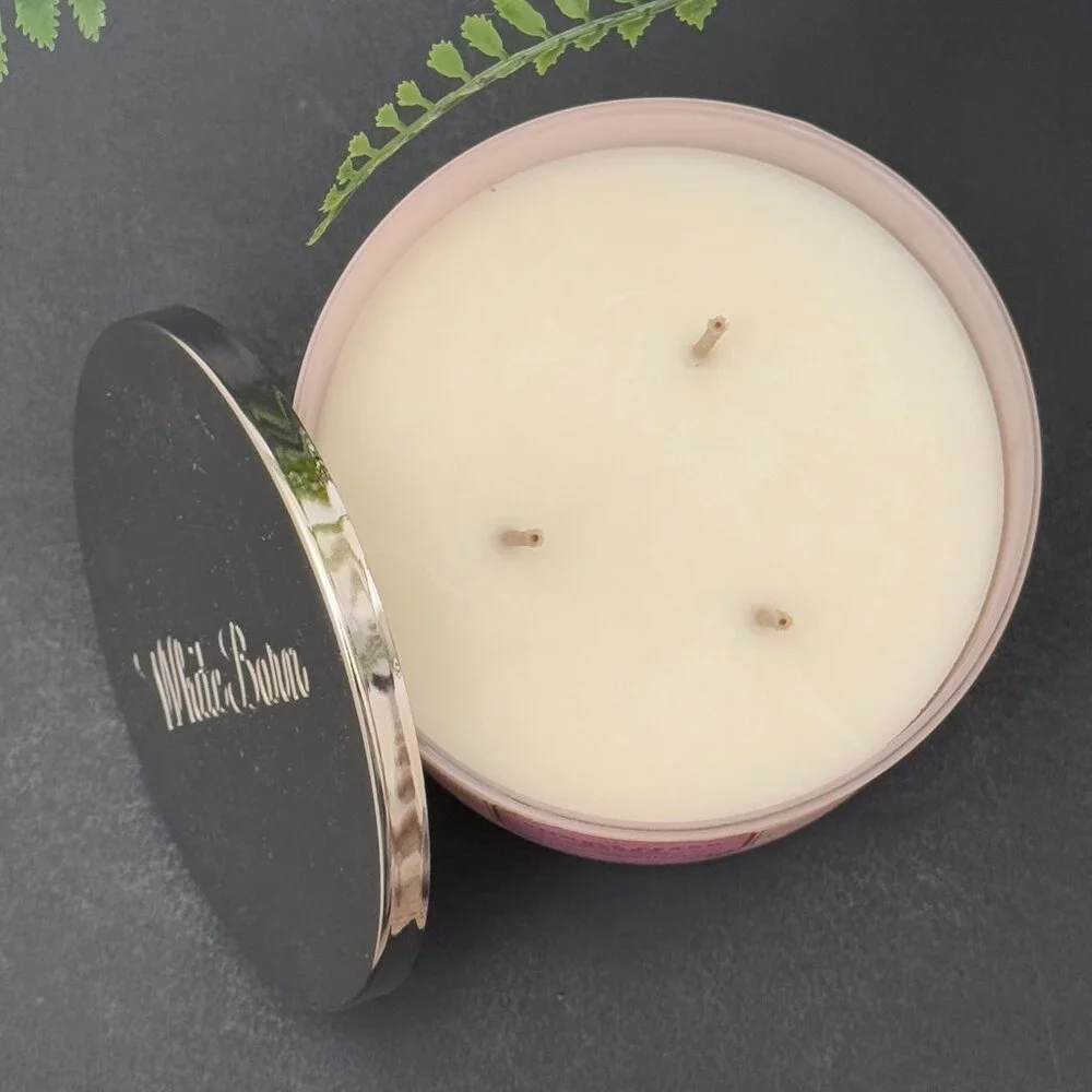 BBW Snowy Peach Berry White Barn Bath & Body Works 3 Wick Candle